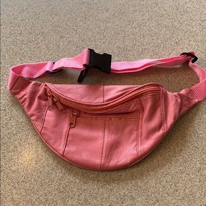 Pink Leather Fanny Pack